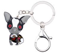 BONSNY Alliage d'émail Mignon Chihuahua Chien Porte-clés pour Femme Chien Animaux Bijoux Voiture Porte-monnaie Sac à main Clés Accessoires (Noir)