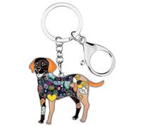 BONSNY Alliage d'Émail Mignon Labrador Retriever Chien Amoureux Porte-Clés Chien Cadeaux pour les Femmes Sac À Main de Voiture Accessoires Clés (Marron)