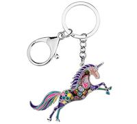 BONSNY Alliage d'émail Mignon Licorne Porte-clés pour les Femmes Filles Voiture Porte-monnaie sac Charms Cheval Bijoux Cadeaux Accessoires (Lila)