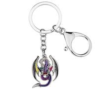 BONSNY Alliage d'émail Nouveauté Animaux Fantastiques Dragon Dinosaure Porte-clés Bijoux pour Femmes Cadeaux Voiture Sac à main Accessoires clés Charms (Voilet)