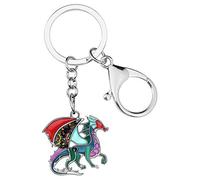 BONSNY Alliage d'émail Nouveauté Animaux Fantastiques Dragon Dinosaure Porte-clés Bijoux pour Femmes Cadeaux Voiture Sac à main Accessoires clés Charms (Multicolore)