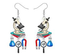 BONSNY Boucles d'oreilles Pendantes en Acrylique Créatif Mignon Enseignant de e Science de Laboratoire Retour à l'école de Appréciation Bijoux pour les Femmes Filles (Microscope)