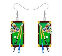 BONSNY Boucles d'oreilles Pendantes en Acrylique Fun Culture physique Sports Bowling Bijoux Cadeaux pour Femmes Filles Les Amateurs de Sport Charms (Billard)
