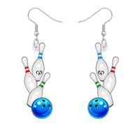 BONSNY Boucles d'oreilles Pendantes en Acrylique Fun Culture physique Sports Bowling Bijoux Cadeaux pour Femmes Filles Les Amateurs de Sport Charms (Bowling)