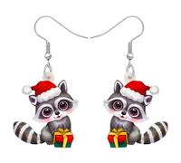 BONSNY Boucles d'oreilles Pendantes en Acrylique Mignon Amérique du Nord Raton Laveur Raccoon Bijoux Cadeaux pour les Femmes Filles Festival Décoration Charms (Argent)
