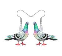 BONSNY Boucles d'oreilles Pendantes en Acrylique Mignon Bleu Pigeon Bijoux pour les Femmes Dames Amoureux des Oiseaux Décorations Charms (Turquoise)