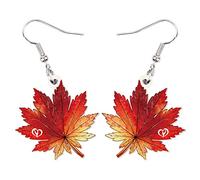 BONSNY Boucles d'oreilles Pendantes en Acrylique Mignon Canadien Feuille d'érable Feuille d'automne Cadeaux pour Femmes Filles Nature Charms (Abricot)