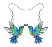 BONSNY Boucles d'oreilles Pendantes en Acrylique Mignon Colibri Oiseaux Bijoux pour les Femmes Cadeaux Charms (Perruche)