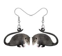 BONSNY Boucles d'oreilles Pendantes en Acrylique Mignon Opossum Nouveauté Animaux Rat Bijoux pour Femmes Filles Cadeaux (Graphite)