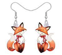 BONSNY Boucles d'oreilles Pendantes en Acrylique Mignon Renard Animal Pendaison Bijoux Cadeaux pour les Femmes Filles Festival Fêtes Décorations (Marron)