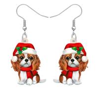BONSNY Boucles d'oreilles Pendantes Goutte en Acrylique Cadeaux de Noël Mignon Chien Chiot Décorations Bijoux pour les Femmes Amoureux des Chiens Accessoires (Cavalier King Charles Spaniel)