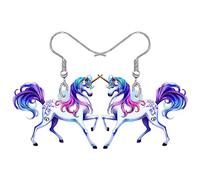 BONSNY Boucles d'oreilles Pendantes Goutte en Acrylique Mignon Animal Licorne Cadeaux Fête Faveurs Cheval Bijoux pour Femmes Accessoire (Plusieurs fois)