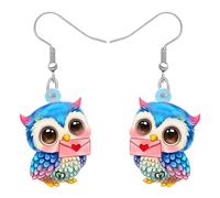 BONSNY Boucles d'oreilles Pendantes Goutte en Acrylique Mignon Hibou Amusant Oiseaux Bijoux pour les Femmes Oiseaux Amoureux Charms (Arctique)