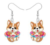 BONSNY Boucles d'oreilles Pendantes Goutte en Acrylique Saint-Valentin Chien Mignon Animaux Cadeaux pour les Femmes Amoureux des Chiens Charms (Corgi 2)