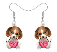 BONSNY Boucles d'oreilles Pendantes Goutte en Acrylique Saint-Valentin Chien Mignon Animaux Cadeaux pour les Femmes Amoureux des Chiens Charms (Beagle)