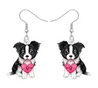 BONSNY Boucles d'oreilles Pendantes Goutte en Acrylique Saint-Valentin Chien Mignon Animaux Cadeaux pour les Femmes Amoureux des Chiens Charms (Collie border)