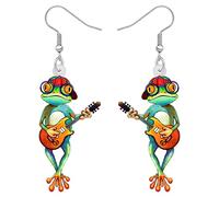 BONSNY Boucles d'oreilles Pendantes Goutte en Acrylique Vert Mignon Grenouille Nouveauté Bijoux Animaux pour les Femmes Charms Cadeaux (Kalk)