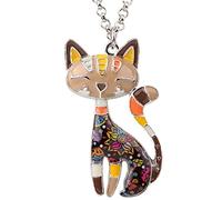 BONSNY Collier plastron en alliage émaillé avec pendentif en forme de chat - Design original pour femmes et filles, Émail, Sans_pierre