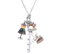 BONSNY Déclaration en émail pour machine à coudre, ciseaux, règle, support de vêtements, collier, pendentifs tendance pour femme marron