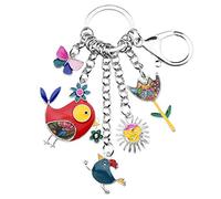 BONSNY Émail Alliage de Zinc Mignon Oiseaux Fleur Papillon Porte-Clés Bijoux pour Sac À Main des Femmes Clés de Voiture Accessoires Porte-Monnaie (Multicolore)