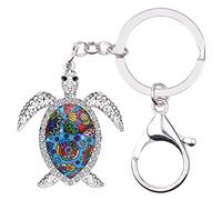 BONSNY Émail- Alliage Mignon Océan Animaux Tortue Porte-clés pour Femmes Filles Sea Life Bijoux Cadeaux pour Portefeuille Voiture Sac Accessoires Clés (Bleu)
