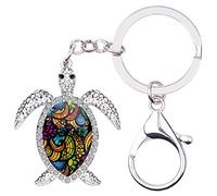 BONSNY Émail- Alliage Mignon Océan Animaux Tortue Porte-clés pour Femmes Filles Sea Life Bijoux Cadeaux pour Portefeuille Voiture Sac Accessoires Clés (Noir)