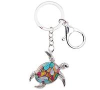 BONSNY Émail- Alliage Mignon Océan Animaux Tortue Porte-clés pour Femmes Filles Sea Life Bijoux Cadeaux pour Portefeuille Voiture Sac Accessoires Clés (Multicolore)