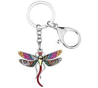 BONSNY Émail Alliage Strass Floral Mignon Libellule Porte-Clés Insecte Bijoux Cadeaux pour les Femmes Clés de Voiture Porte-Monnaie Sacs Charms Accessoires (Multi)