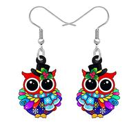 BONSNY Jewelry Boucles d'oreilles pendantes en acrylique Motif chouette pour femme, Acrylique, Pas de pierre précieuse