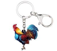 BONSNY Porte-clés en acrylique coloré en forme de coq et poule - Cadeau pour les amoureux des