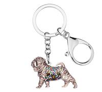 Bonsny Porte-clés en métal émaillé en forme de chien SharPei chinois