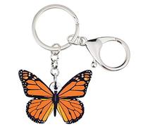 BONSNY Porte-clés papillon Morpho en acrylique orange pour voiture, sac à main, sacs à main et insectes, Orange, 34mm x 46mm