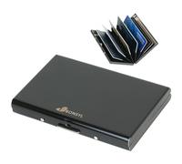 BONSYL® Blocage RFID Porte Carte de Crédit avec 6 Compartiments en PVC pour Femmes et Hommes, Portefeuille Carte de Crédit en Métal en Acier Inoxydable. (6 Cartes/Noir)