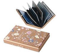 BONSYL® Blocage RFID Porte Carte de Crédit avec 6 Compartiments en PVC pour Femmes et Hommes, Portefeuille Carte de Crédit en Métal en Acier Inoxydable. (6 Cartes/Or Rose/Fleur)