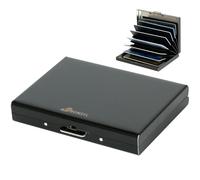 BONSYL® Blocage RFID Porte Carte de Crédit avec 8 Compartiments en PVC pour Femmes et Hommes, Portefeuille Carte de Crédit en Métal en Acier Inoxydable. (8 Cartes/Noir)