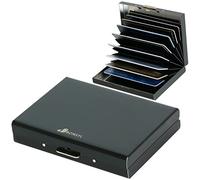 BONSYL® Porte Carte de Crédit en Métal avec Blocage RFID pour Hommes et Femmes, Fin Portefeuille Carte de Crédit en Acier Inoxydable pour 10 Cartes. (10 Cartes/Noir)