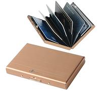 BONSYL® Porte Carte de Crédit en Métal avec Blocage RFID pour Hommes et Femmes, Fin Portefeuille Carte de Crédit en Acier Inoxydable pour 6 Cartes. (6 Cartes/Or Rose)