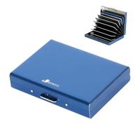 BONSYL® Porte Carte de Crédit en Métal avec Blocage RFID pour Hommes et Femmes, Fin Portefeuille Carte de Crédit en Acier Inoxydable pour 10 Cartes. (10 Cartes/Bleu)
