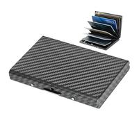 BONSYL® Porte Carte de Crédit, Fin Portefeuille de Carte de Crédit en Métal avec Blocage RFID avec 6 Fentes, pour Hommes et Femmes.(6 Cartes/Noir)