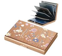 BONSYL® Porte Carte de Crédit, Fin Portefeuille de Carte de Crédit en Métal avec Blocage RFID avec 6 Fentes, pour Hommes et Femmes.(6 Cartes/Or Rose/Fleur)