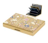 BONSYL® Porte Carte de Crédit, Fin Portefeuille de Carte de Crédit en Métal avec Blocage RFID avec 6 Fentes, pour Hommes et Femmes.(6 Cartes/Or/Fleur)