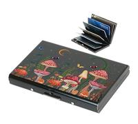 BONSYL® Porte Carte de Crédit, Fin Portefeuille de Carte de Crédit en Métal avec Blocage RFID avec 6 Fentes, pour Hommes et Femmes.(6 Cartes/Noir/Champignon)