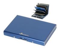 BONSYL® Porte Carte de Crédit, Fin Portefeuille de Carte de Crédit en Métal avec Blocage RFID avec 6 Fentes, pour Hommes et Femmes.(6 Cartes/Bleu)