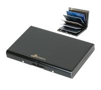 BONSYL® Porte Carte de Crédit, Fin Portefeuille de Carte de Crédit en Métal avec Blocage RFID avec 6 Fentes, pour Hommes et Femmes.(6 Cartes/Noir)