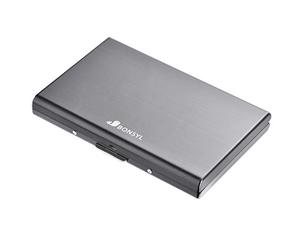 BONSYL® Porte-Carte de Crédit, Portefeuille de Carte de Crédit en Métal en Métal pour Hommes et Femmes, avec Protection RFID et NFC Contre Le vol de Données pour 6 Cartes. (6 Fentes-Noir)