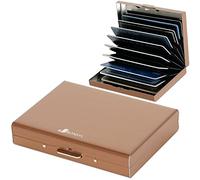 BONSYL® Porte Carte de Crédit pour Hommes et Femmes, Portefeuille Carte de Crédit Fin en Métal avec Blocage RFID avec 10 Compartiments en PVC. (10 Cartes/Or Rose)