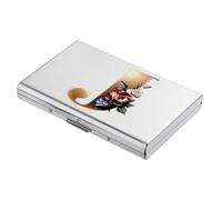 BONSYL® Porte Cartes de Crédit, Portefeuille Fin en Métal avec Blocage RFID, Design Tendance et Motifs Artistiques, pour Homme et Femme. (6 Cartes/Argent/J)