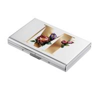 BONSYL® Porte Cartes de Crédit, Portefeuille Fin en Métal avec Blocage RFID, Design Tendance et Motifs Artistiques, pour Homme et Femme. (6 Cartes/Argent/M)