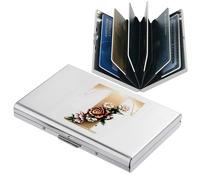 BONSYL® Portefeuille en métal avec blocage RFID pour cartes de crédit pour homme et femme - Étui fin en acier inoxydable avec motifs artistiques, design antivol, peut contenir 6 à 12 cartes.