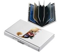 BONSYL® Portefeuille en métal avec blocage RFID pour cartes de crédit pour homme et femme - Étui fin en acier inoxydable avec motifs artistiques, design antivol, peut contenir 6 à 12 cartes.